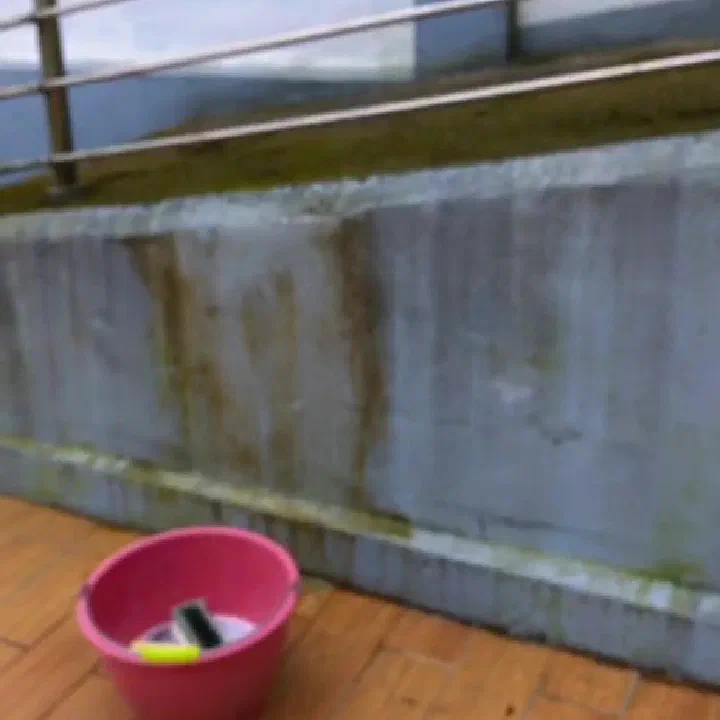 Terrace wall & deck — before cleaning
